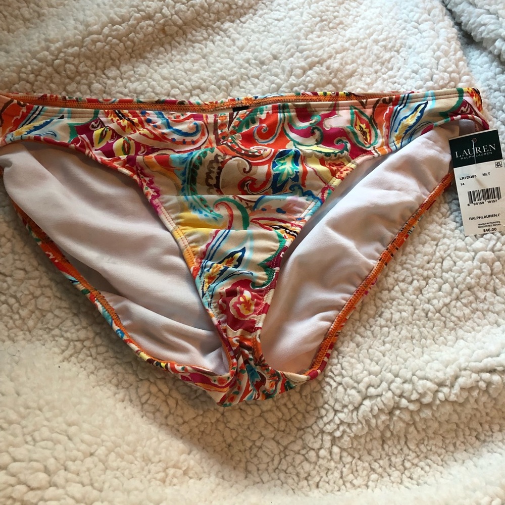Ralph Lauren Orange Green Bikini Botton Swimwear